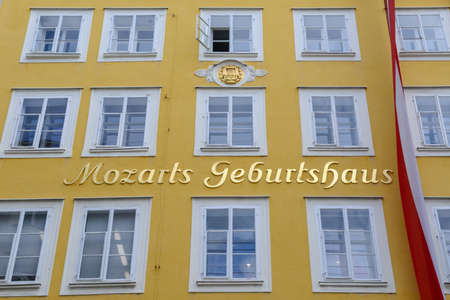 Birth house of Wolfgang Amadeus Mozart in Salzburg on Austriaのeditorial素材