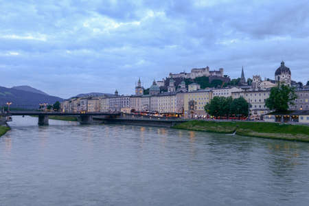 The historic city of Salzburg on Austriaのeditorial素材