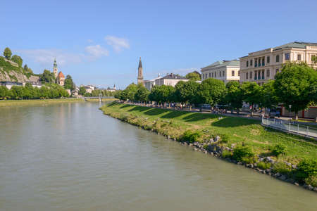 The historic city of Salzburg on Austriaのeditorial素材