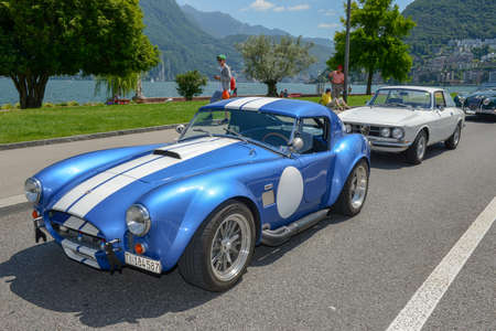 Lugano, Switzerland - 19 June 2017: vintage car exhibition at Lugano on Switzerlandのeditorial素材