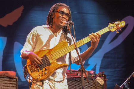 Lugano, Switzerland: 8 July 2005: Richard Bona of Steps Ahead playing at Estival Jazz in Lugano,...