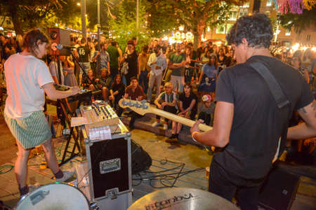 Lugano, Switzerland - 16 July 2016 - Useless Eaters playing live at Buskers Festival in Lugano,...