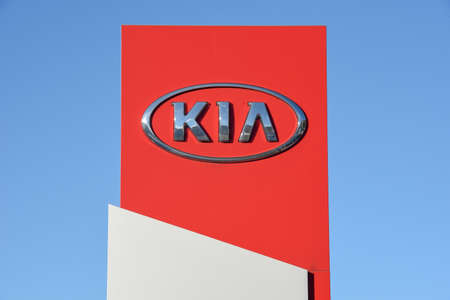 Lugano, Switzerland - 24 October 2018: Logo sign of KIA car dealer at Lugano on Switzerlandのeditorial素材