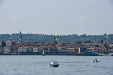 Arona, Italy - 9 September 2018: The village of Arona on lake Maggiore in Italyのeditorial素材
