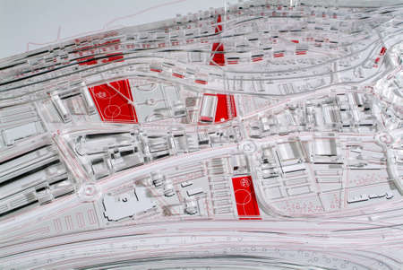 Lugano, Switzerland - 15 June 2008: Site surrounding model for architectural presentation and backgroundのeditorial素材