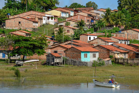 Alcantara, Brazil - 16 January 2019: Traditional portuguese colonial architecture in Alcantara on Brazilのeditorial素材
