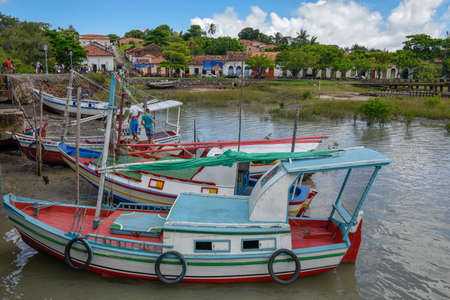 Alcantara, Brazil - 16 January 2019: fisherman on boats at the port in Alcantara on Brazilのeditorial素材