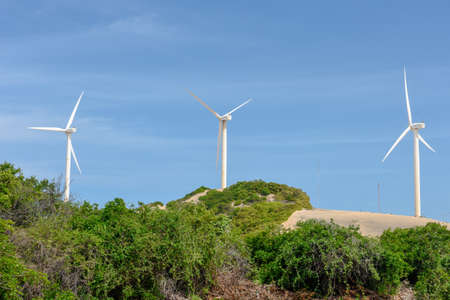 Canoa Quebrada, Brazil - 18 January 2019: wind farm at Canoa Quebrada on Brazil