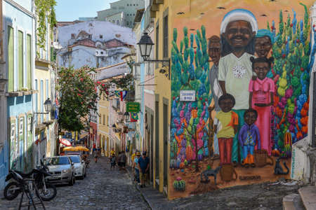 Salvador, Brazil - 3 February 2019: the historic district of Pelourinho in Salvador on Brazilのeditorial素材