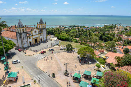 Colonial Se Church dated from the 17th century in Baroque style at Olinda on Brazilのeditorial素材