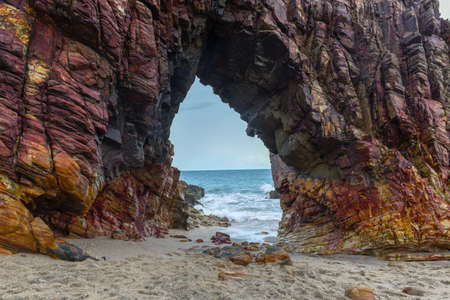 The natural arch on the beach of Jericoacoara in Brazil
