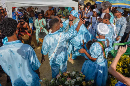 Salvador, Brazil - 2 February 2019: people during the celebration of Yemanja at Salvador Bahia on Brazilのeditorial素材