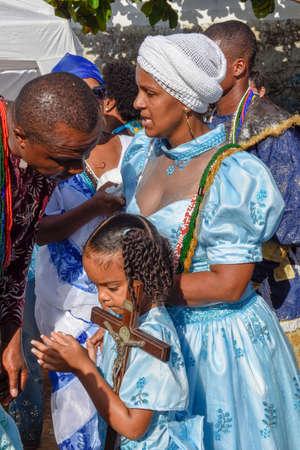 Salvador, Brazil - 2 February 2019: people during the celebration of Yemanja at Salvador Bahia on Brazilのeditorial素材