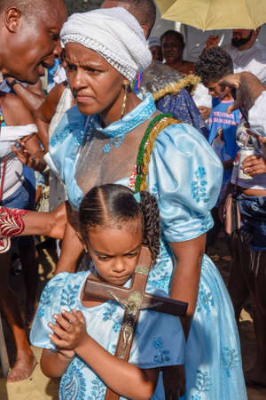 Salvador, Brazil - 2 February 2019: people during the celebration of Yemanja at Salvador Bahia on Brazilのeditorial素材