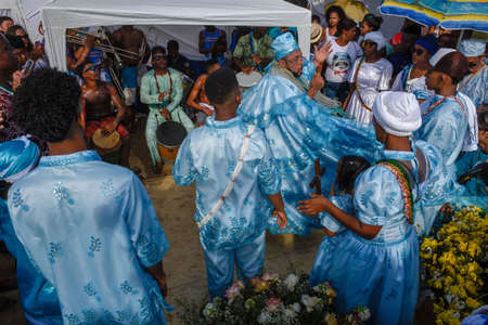 Salvador, Brazil - 2 February 2019: people during the celebration of Yemanja at Salvador Bahia on Brazilのeditorial素材