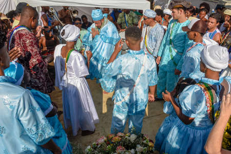 Salvador, Brazil - 2 February 2019: people during the celebration of Yemanja at Salvador Bahia on Brazilのeditorial素材