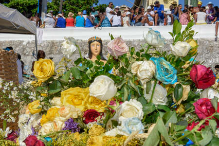 Salvador, Brazil - 2 February 2019: people during the celebration of Yemanja at Salvador Bahia on Brazilのeditorial素材