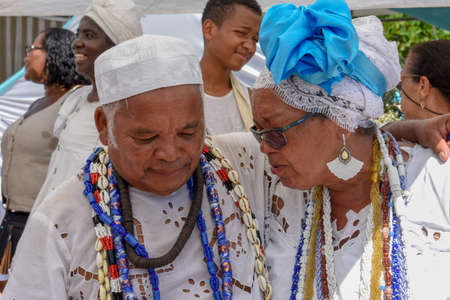 Salvador, Brazil - 2 February 2019: people during the celebration of Yemanja at Salvador Bahia on Brazilのeditorial素材