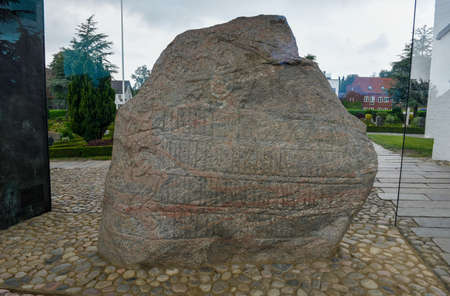 Stone petroglyph of the Viking archaeological site at Jelling in Denmark
