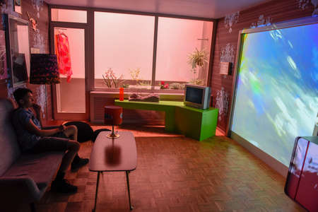 Aarhus, Denmark - 19 June 2019: art installation of Pipilotti Rist at the ARoS art museum of Aarhus...