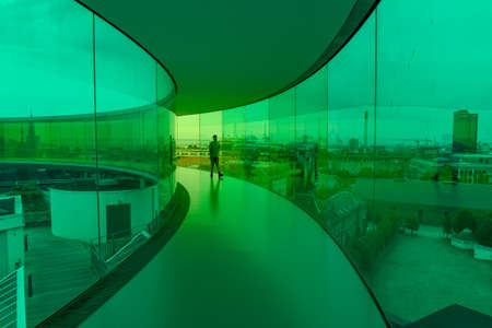 Aarhus, Denmark - 19 June 2019: people walking on the rainbow panorama of ARoS art museum at Aarhus on Denmarkのeditorial素材