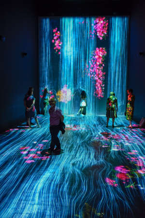 Aarhus, Denmark - 19 June 2019: people in front of an art installation of the ARoS art museum of Aarhus on Denmarkのeditorial素材