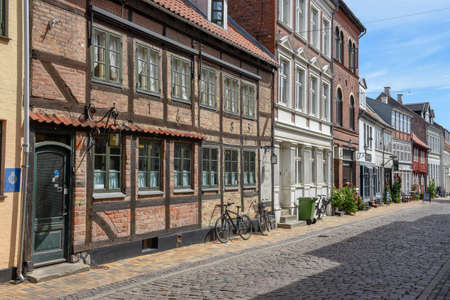 The traditional historic houses at Odense on Denmark