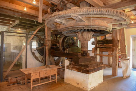 Indoor of an old watermill at Esrum on Denmarkの写真素材