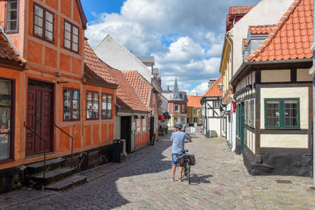 Ebeltoft, Denmark - 22 June 2019: the traditional historic village of Ebeltoft on Jutland in Denmarkのeditorial素材