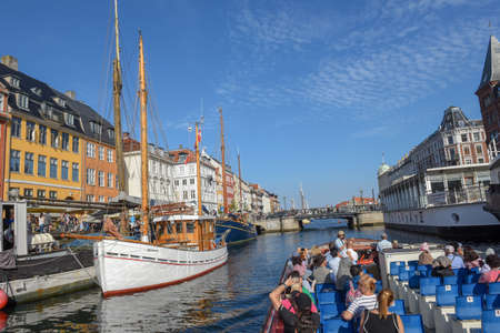 Copenhagen, Denmark -  25 June 2018: the Nyhavn canal at Copenhagen on Denmark