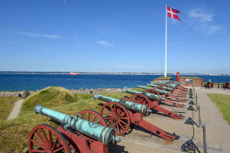 Helsingor, Denmark - 28 June 2019: cannon of Kronborg castle at Helsingor on Denmark
