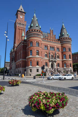 Helsingborg, Sweden - 29 June 2019: the town hall of Helsingborg on Swedenのeditorial素材