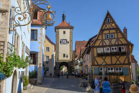 Rotenburg ob der Tauber, Germany - 2 July 2019: historical street of Rotenburg ob der Tauber on Germanyのeditorial素材