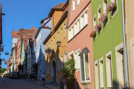 Rotenburg ob der Tauber, Germany - 2 July 2019: historical street of Rotenburg ob der Tauber on Germanyのeditorial素材