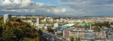 Geneva, Switzerland - 29 Oktober 2013: the modern skyline of Geneva on Switzerland