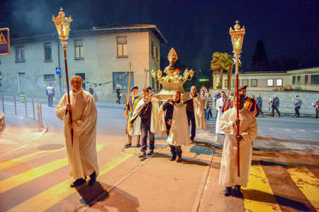 Agno,  Switzerland - 12 March 2016 - Catholic procession at Agno in Switzerland