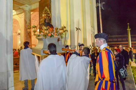 Agno,  Switzerland - 12 March 2016 - Catholic procession at Agno in Switzerland