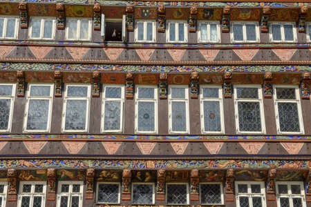 Detail of a house at historical market square in Hildesheim on Germanyのeditorial素材