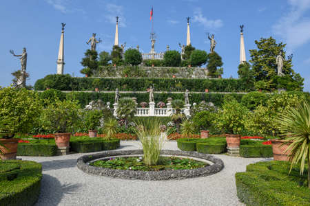 Isola Bella, Italy - 26 September 2019: the garden at Bella island on lake Maggiore in Italy