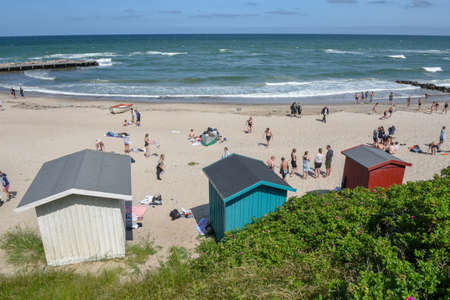 Tisvildeleje, Denmark - 27 June 2019: people on the beach of Tisvildeleje on Denmarkのeditorial素材