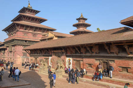 Patan, Nepal - 24 January 2020: Temple of Durban square at Patan near Kathmandu on Nepalのeditorial素材