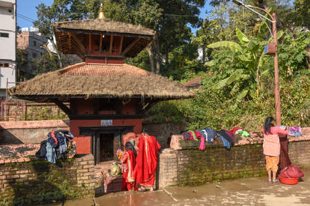 Tansen, Nepal - 15 January 2020: people at a temple of Tansen on Nepalのeditorial素材