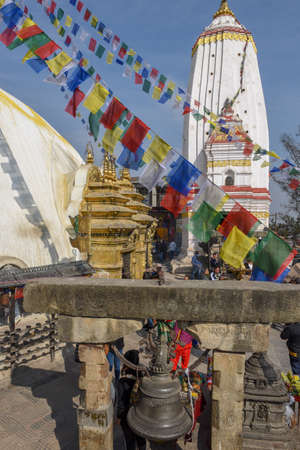 The temple of Swayambhunath at Kathmandu on Nepal