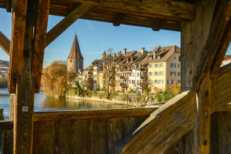 Bremgarten, Switzerland - 15 November 2020: the historical town of Bremgarten on Switzerland