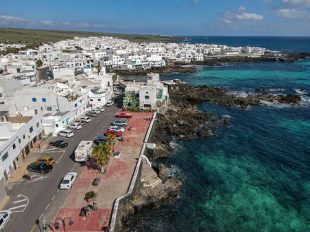 Aerial view at the village of Punta Mujeres on Lanzarote island in Spain