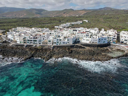 Aerial view at the village of Punta Mujeres on Lanzarote island in Spain