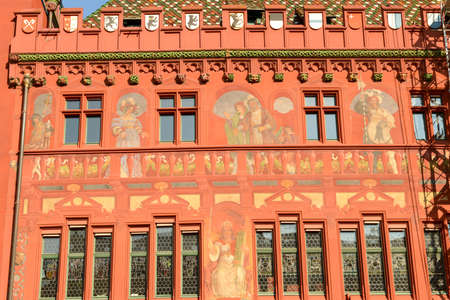 Architectural detail of the city hall of Basel in Switzerlandの写真素材