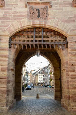 Basel, Switzerland - 17 Oktober 2021: Spalentor gate at Basel in Switzerland