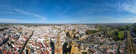 Drone view at the town of Carmona on Andalucia in Spainの写真素材