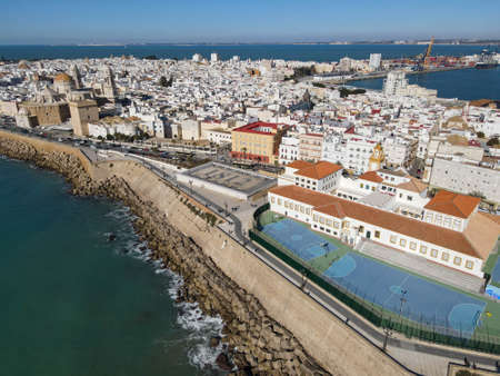 Drone view at the town of Cadiz on Spainの写真素材